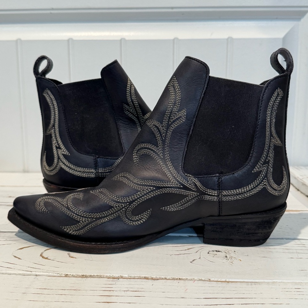 Free People Wayward Western Black Ankle Boots - Picture 6 of 12